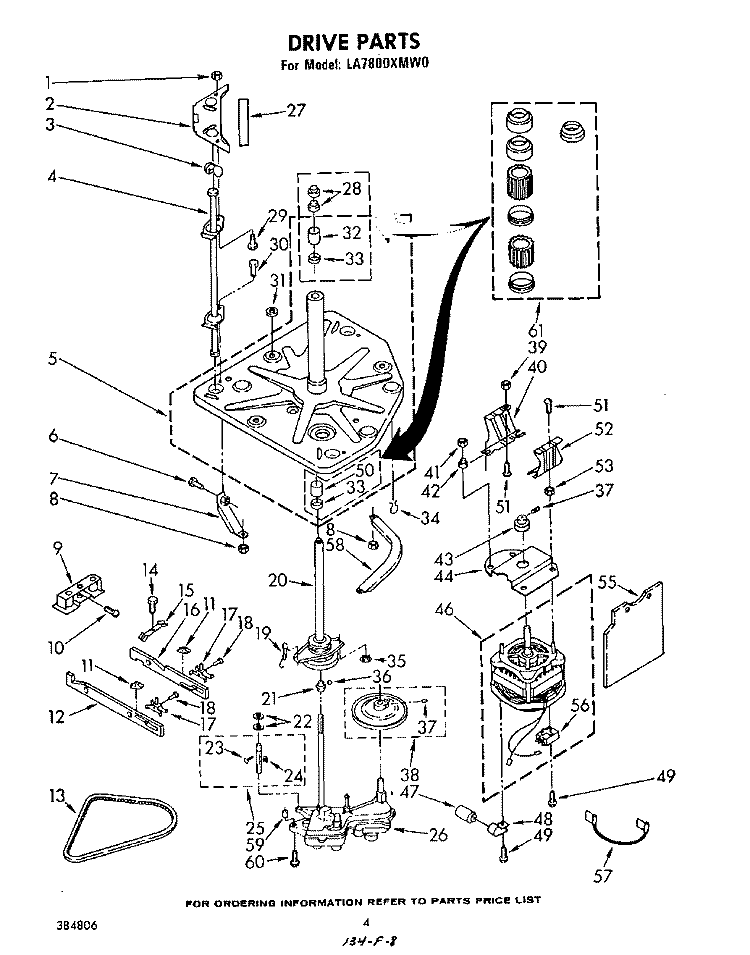 DRIVE Diagram and Parts List for LA7800XMW0  Whirlpool Washer