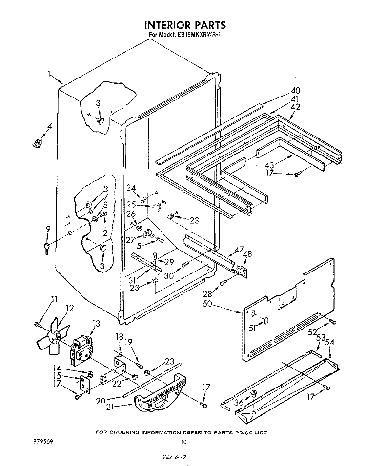 INTERIOR Diagram and Parts List for EB19MKXRWR1  Whirlpool Refrigerator