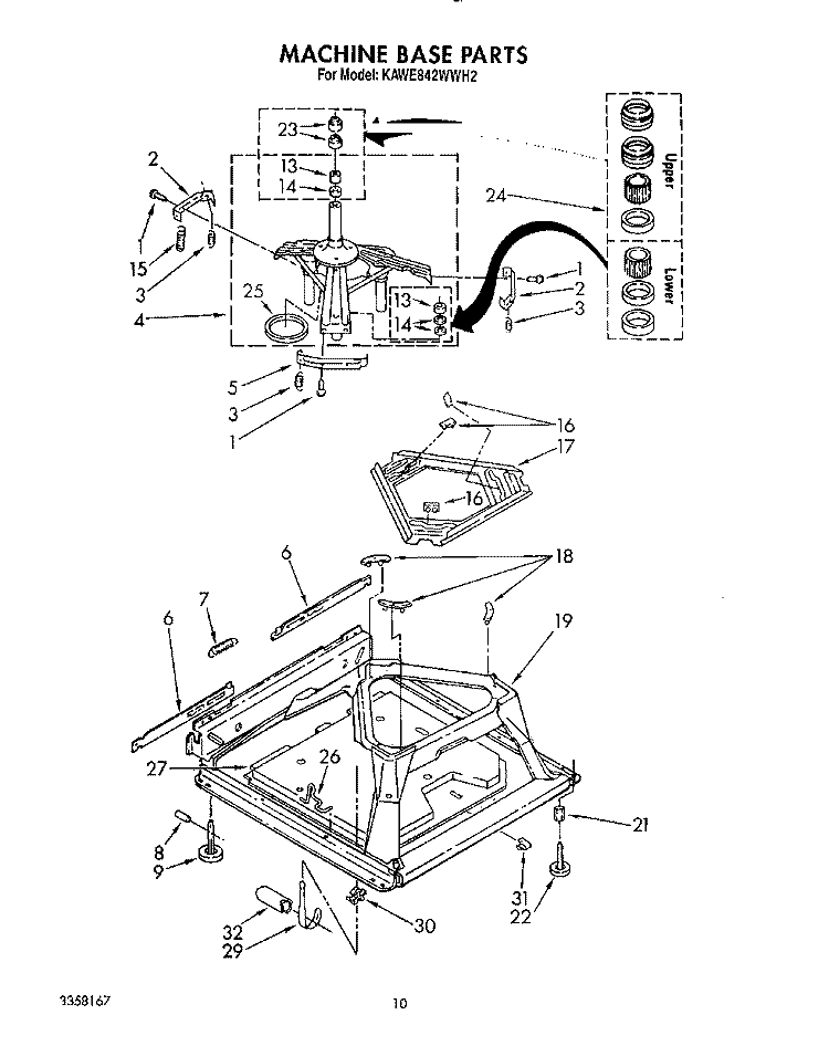 MACHINE BASE Diagram and Parts List for KAWE842WAL2  Whirlpool Washer