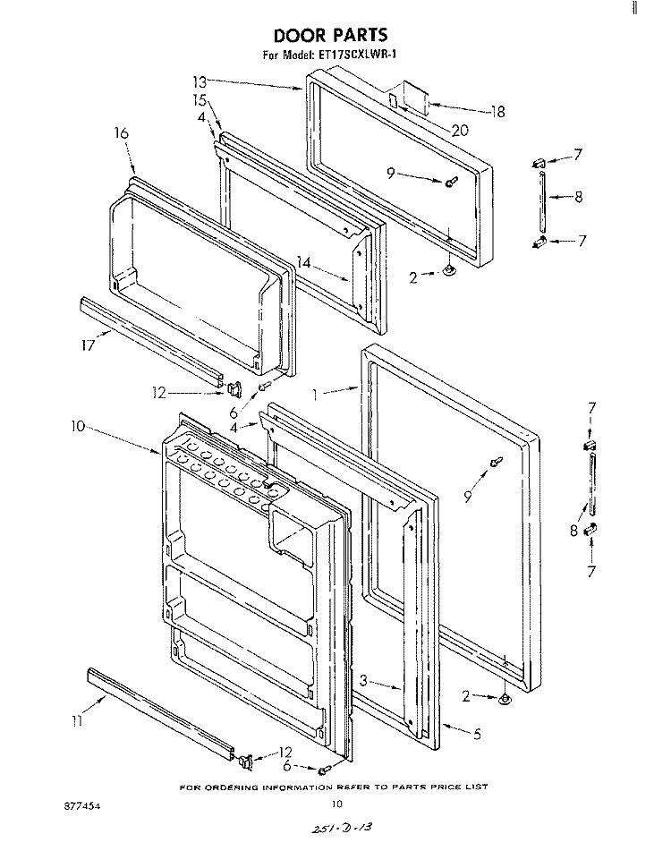 DOOR , NOT ILLUSTRATED AND OPTIONAL Diagram and Parts List for ET17SCXLWR1  Whirlpool Refrigerator
