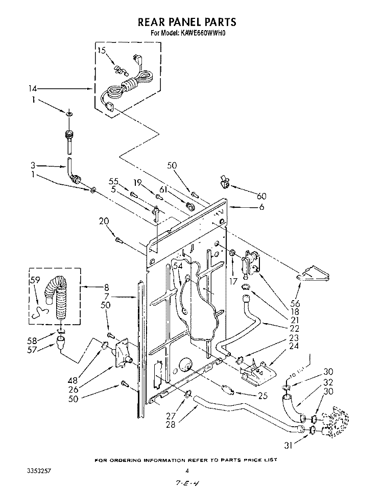REAR PANEL Diagram and Parts List for KAWE660WAL0  KitchenAid Washer
