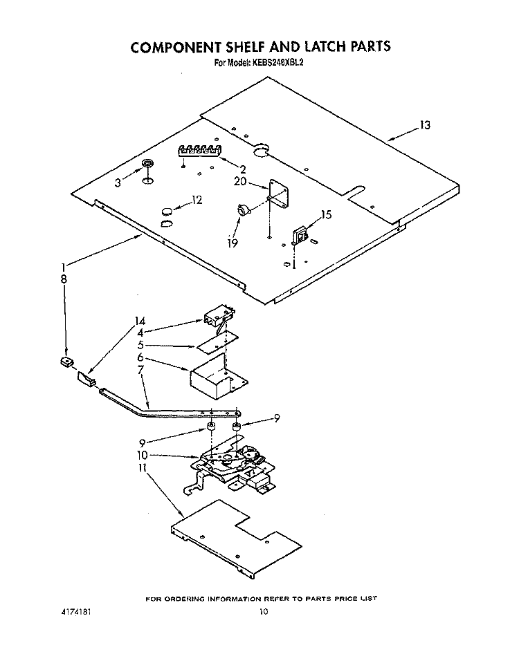 COMPONENT SHELF AND LATCH Diagram and Parts List for KEBS246XBL2  KitchenAid Wall Oven