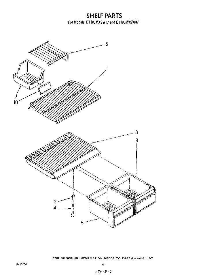 SHELF Diagram and Parts List for ET18JMYSF07  Whirlpool Refrigerator