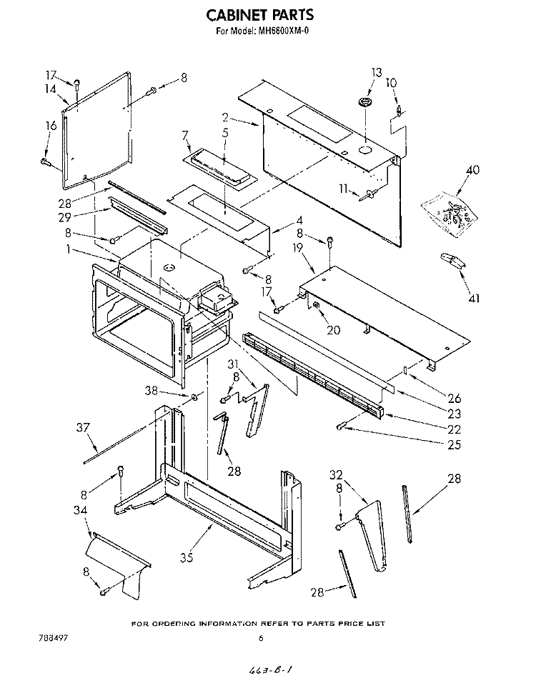 CABINET Diagram and Parts List for MH6600XM0  Whirlpool Microwave
