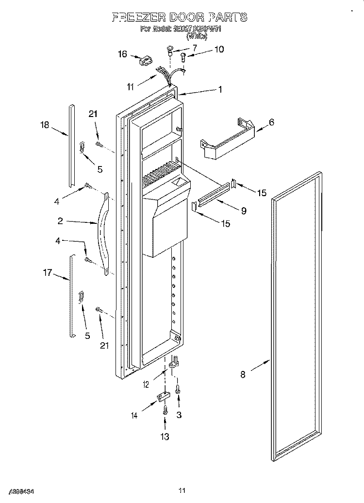 FREEZER DOOR Diagram and Parts List for 6ED27DQXFW01  Whirlpool Refrigerator