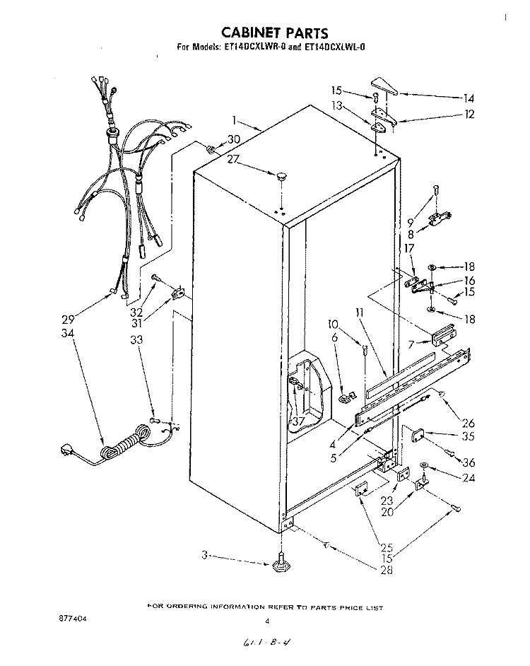 CABINET Diagram and Parts List for ET14DCXLWR0  Whirlpool Refrigerator