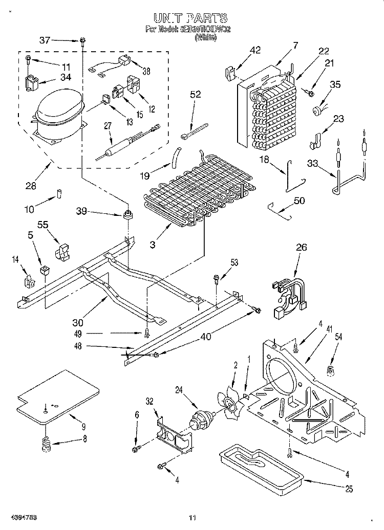 UNIT Diagram and Parts List for 6ED20TKXDW02  Whirlpool Refrigerator