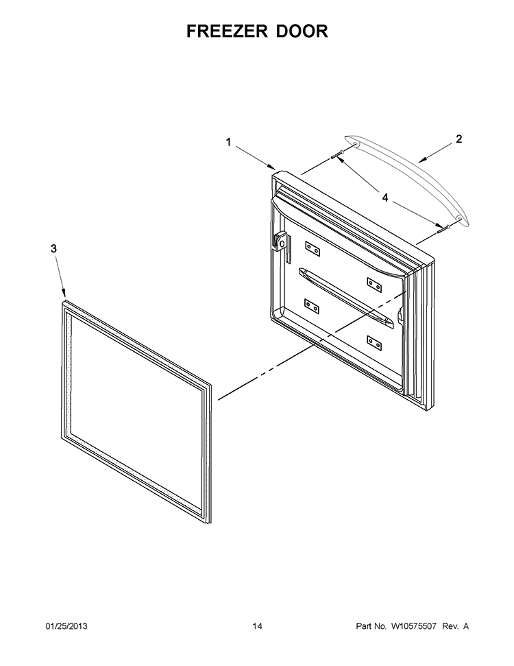 FREEZER DOOR Diagram and Parts List for KBFS25EWWH9  KitchenAid Refrigerator