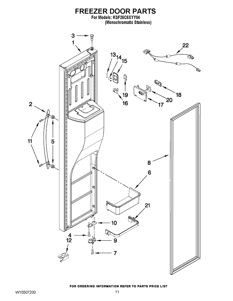 FREEZER DOOR PARTS Diagram and Parts List for KSF26C6XYY04  KitchenAid Refrigerator