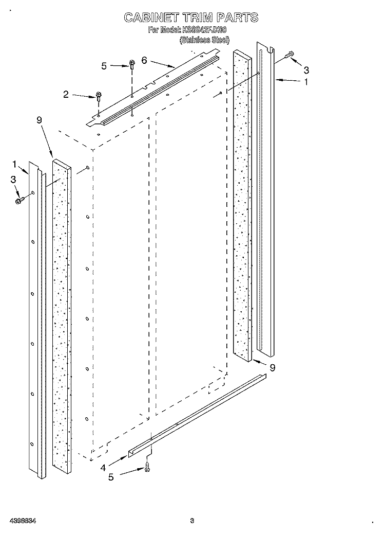 CABINET TRIM Diagram and Parts List for KSSS42FJX00  KitchenAid Refrigerator