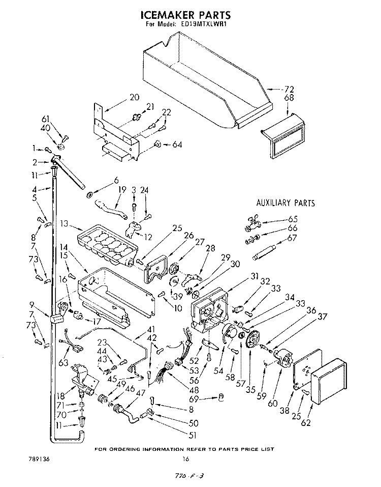 ICEMAKER Diagram and Parts List for ED19MTXLWR1  Whirlpool Refrigerator