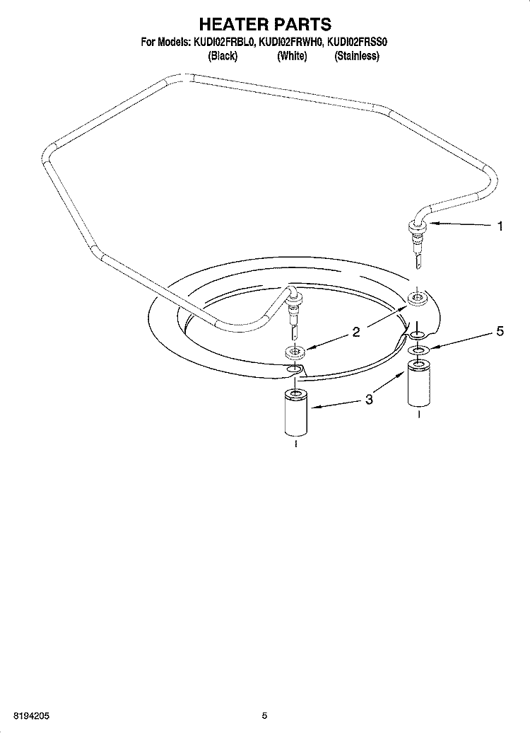 HEATER PARTS Diagram and Parts List for KUDI02FRSS0  KitchenAid Dishwasher