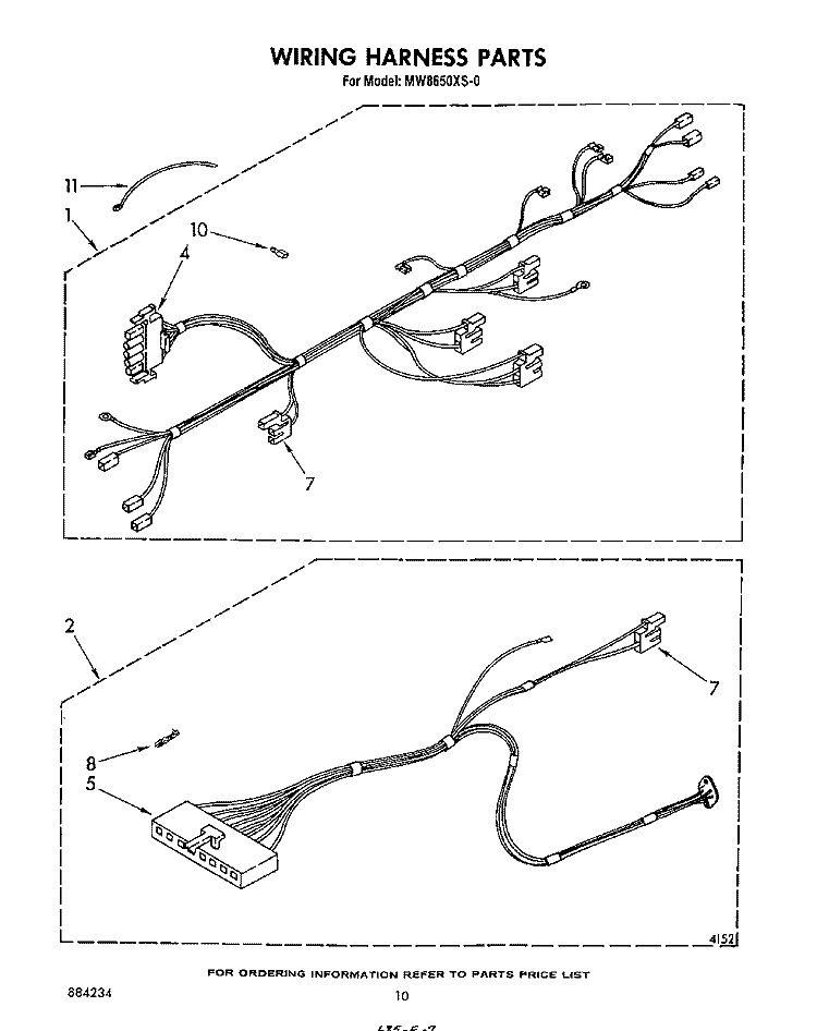 WIRING HARNESS , LITERATURE AND OPTIONAL Diagram and Parts List for MW8650XS0  Whirlpool Microwave