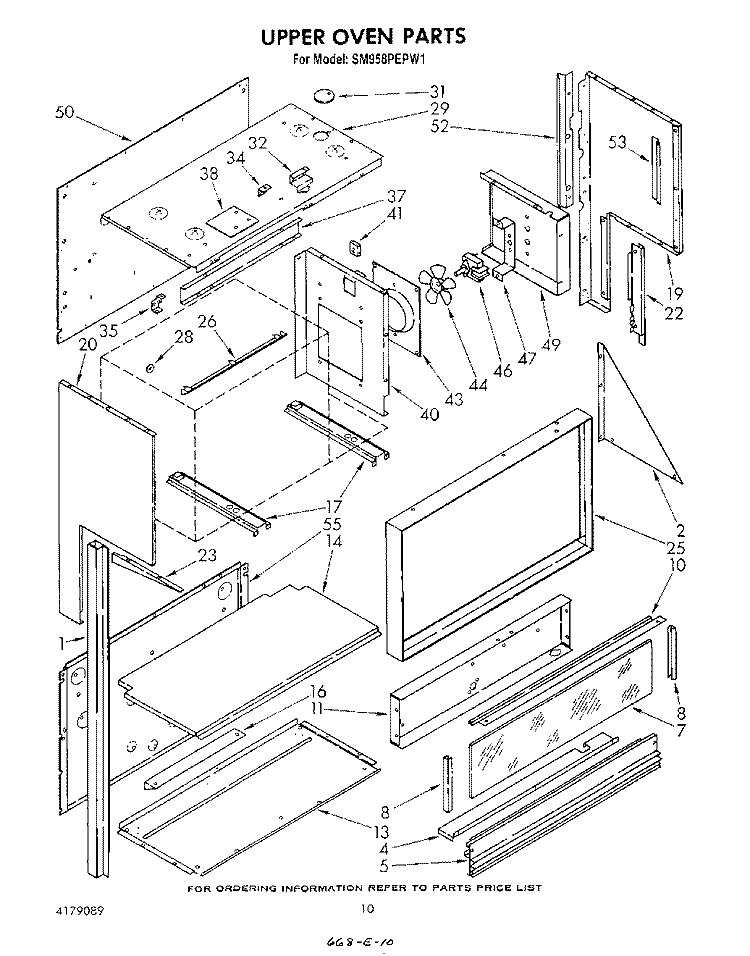 UPPER OVEN Diagram and Parts List for SM958PEPW1  Whirlpool Range