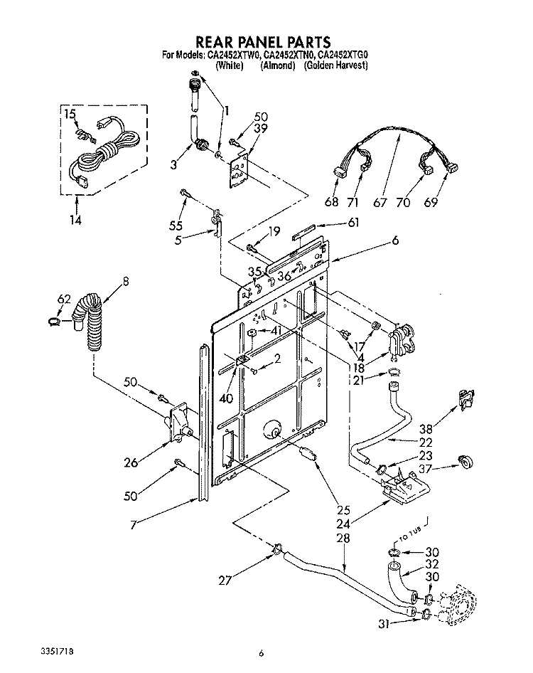 REAR PANEL Diagram and Parts List for CA2452XTG0  Whirlpool Washer