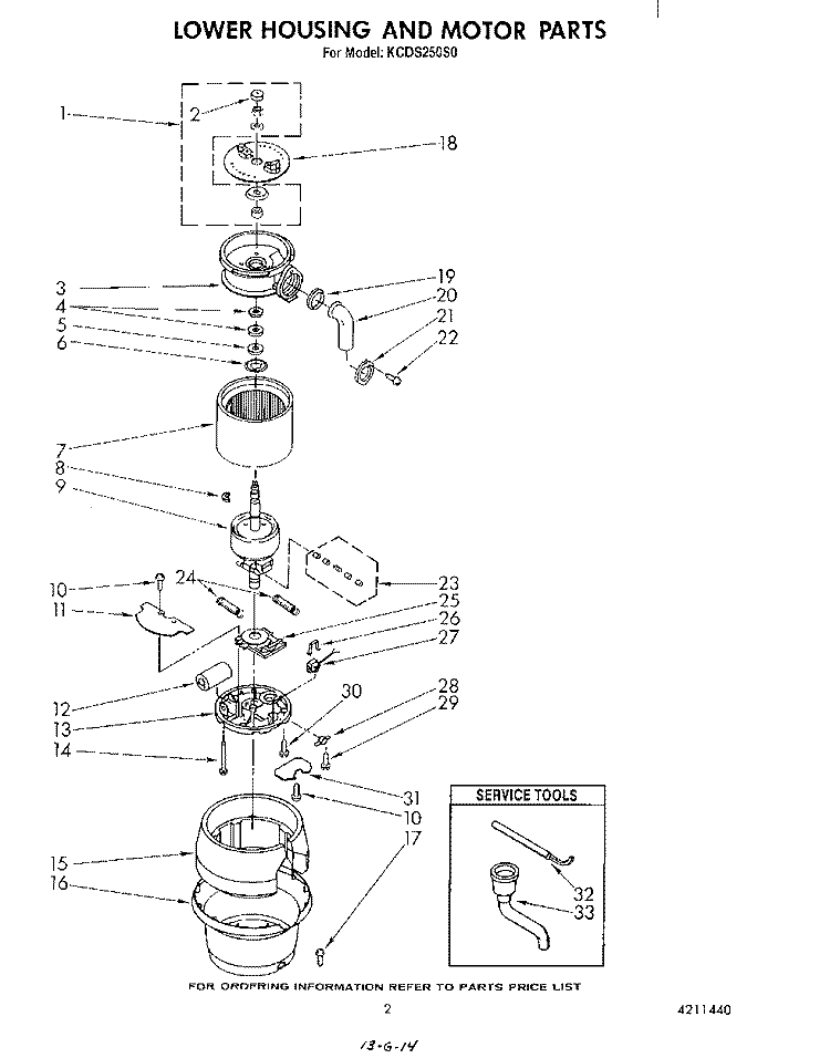 SECTION Diagram and Parts List for KCDS250S0  KitchenAid Food Waste Disposer