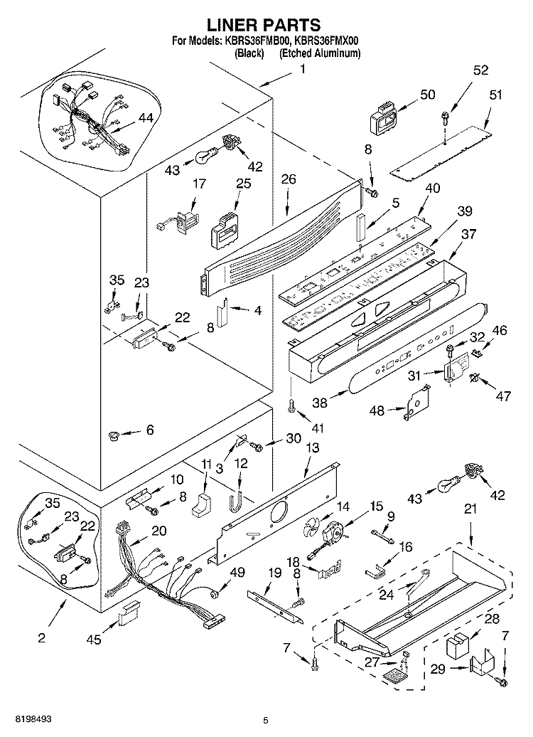LINER PARTS Diagram and Parts List for KBRS36FMB00  KitchenAid Refrigerator