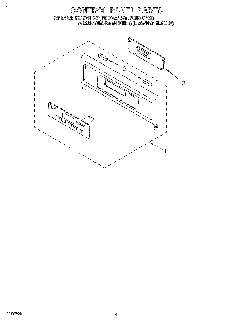 CONTROL PANEL, LITERATURE Diagram and Parts List for RBD306PDQ1  Whirlpool Wall Oven