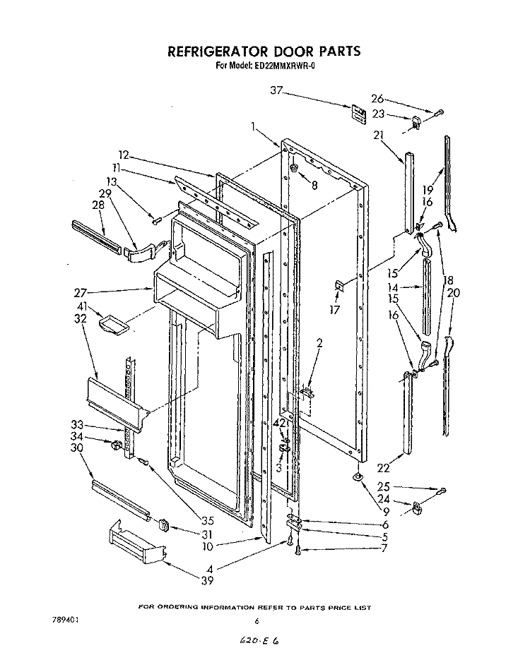 REFRIGERATOR DOOR Diagram and Parts List for ED22MMXRWR0  Whirlpool Refrigerator
