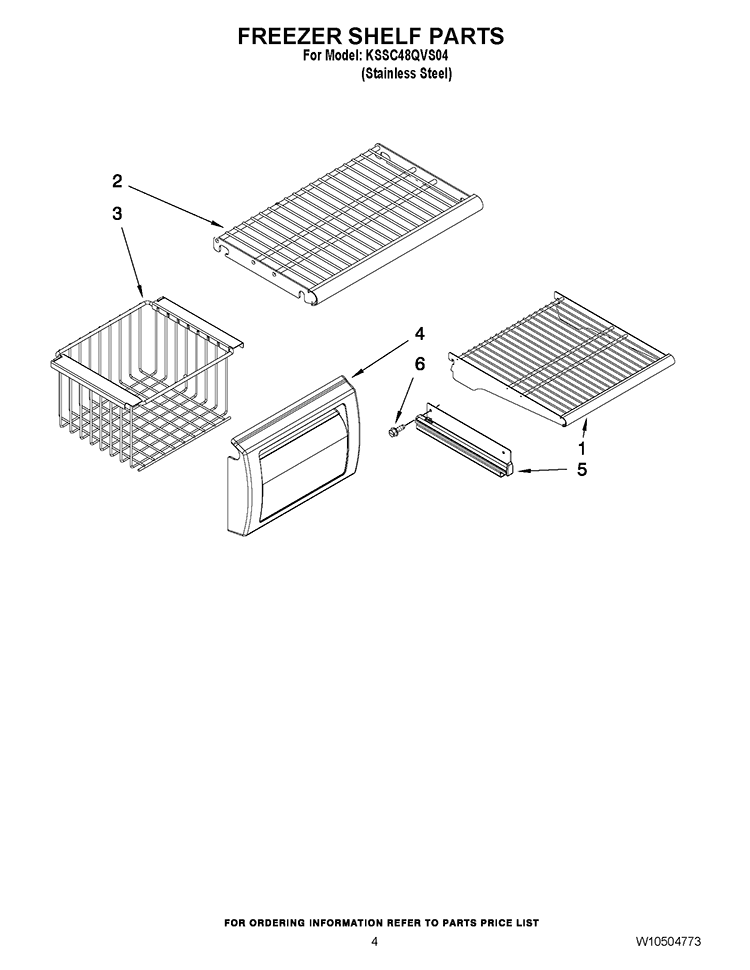 FREEZER SHELF PARTS Diagram and Parts List for KSSC48QVS04  KitchenAid Refrigerator