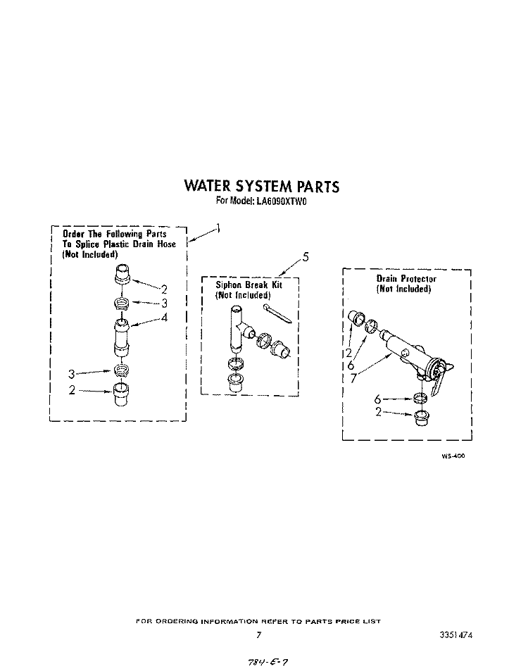 WATER SYSTEM Diagram and Parts List for LA6090XTM0  Whirlpool Washer