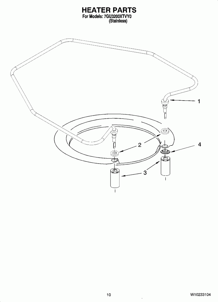 HEATER PARTS Diagram and Parts List for 7GU3200XTVY0  Whirlpool Dishwasher