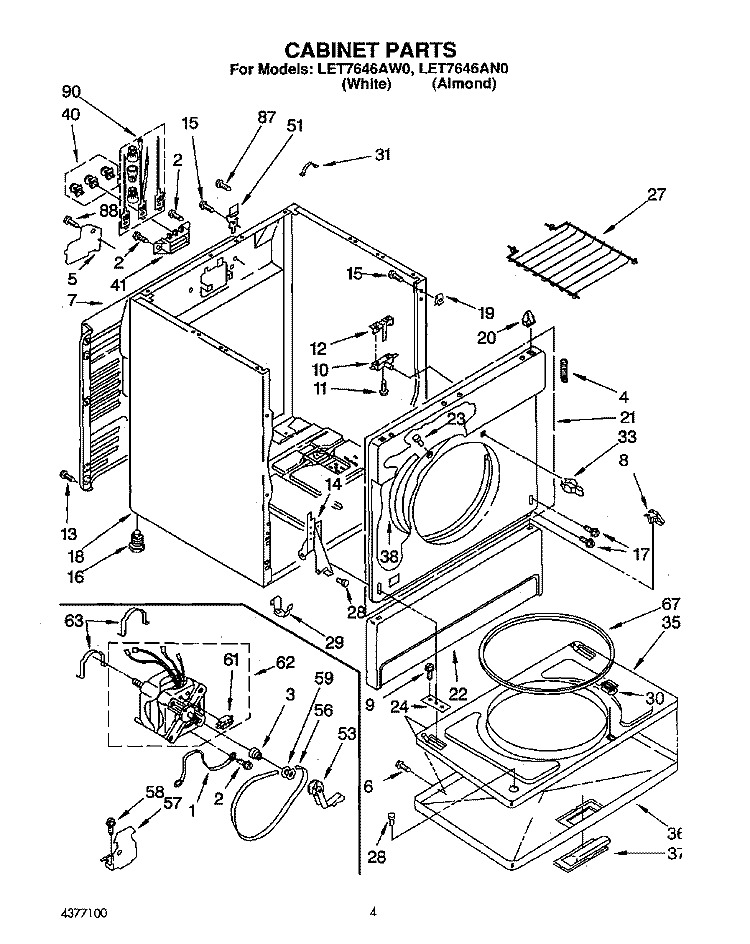 SECTION Diagram and Parts List for LET7646AW0  Whirlpool Dryer