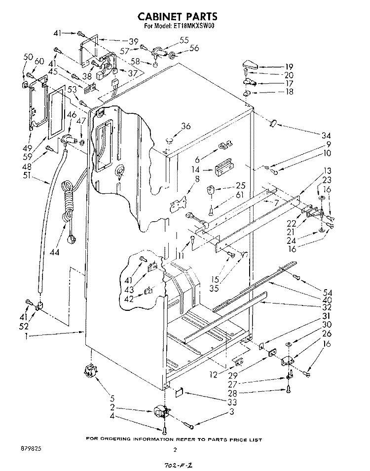 CABINET Diagram and Parts List for ET18MKXSW00  Whirlpool Refrigerator