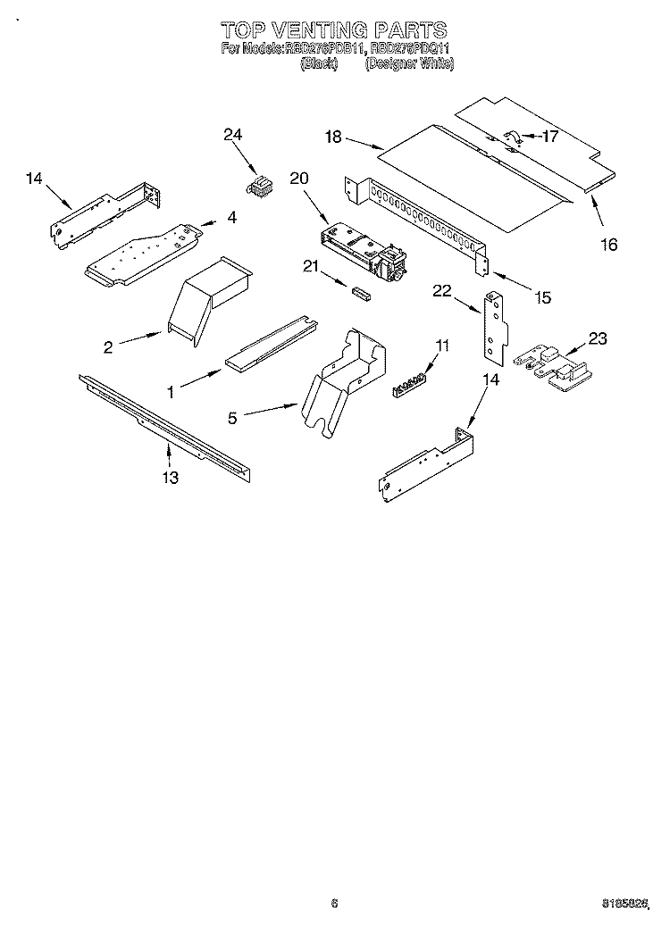 TOP VENTING, OPTIONAL Diagram and Parts List for RBD276PDQ11  Whirlpool Wall Oven