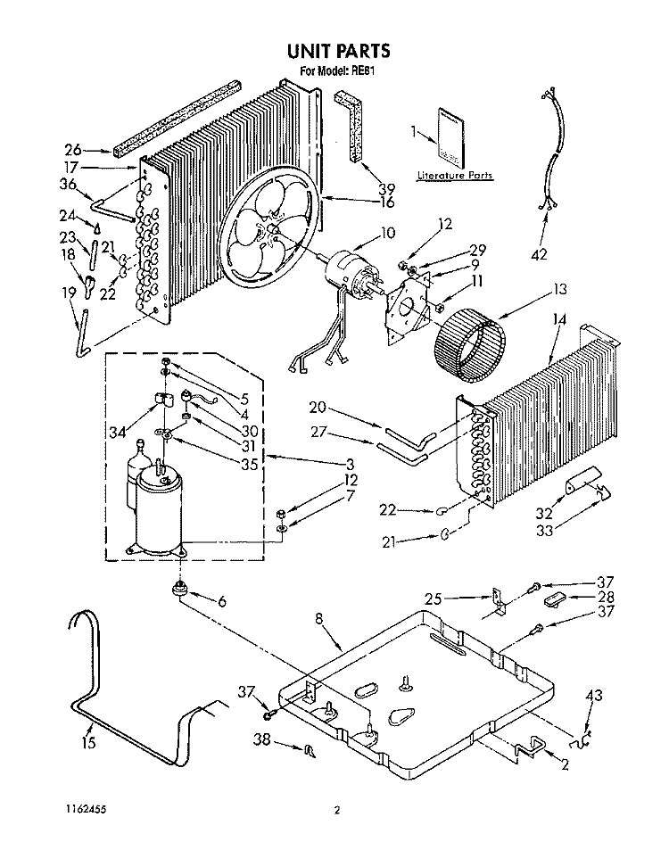 UNIT, LIT/OPTIONAL Diagram and Parts List for RE81  Whirlpool Air Conditioner