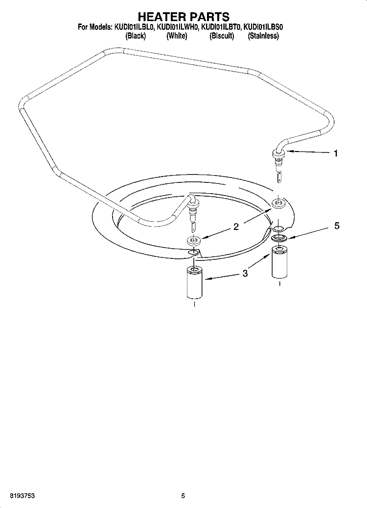 HEATER PARTS Diagram and Parts List for KUDI01ILBL0  KitchenAid Dishwasher