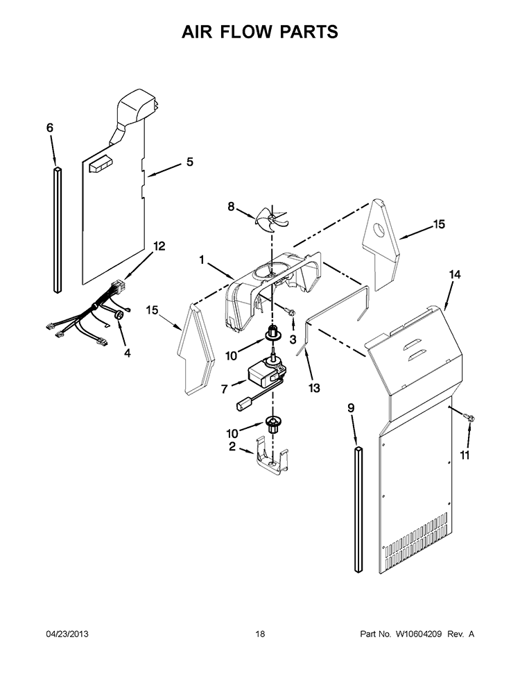 AIR FLOW PARTS Diagram and Parts List for WRS325FDAW02  Whirlpool Refrigerator