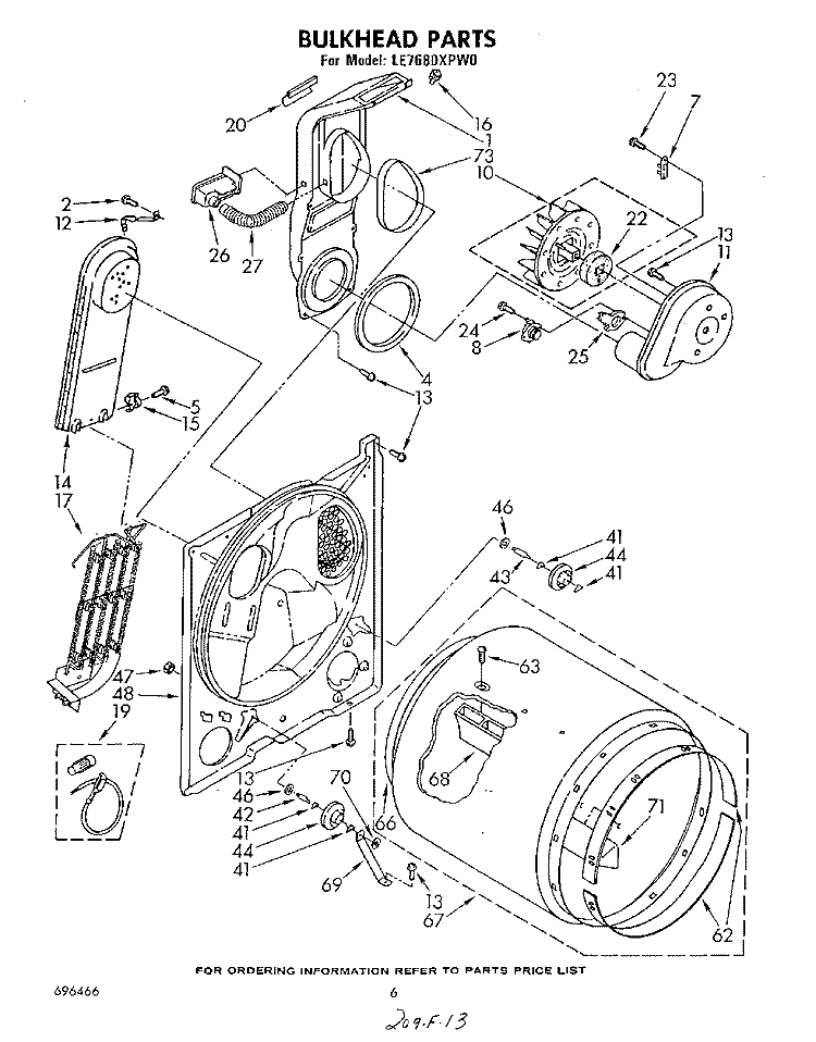 SECTION Diagram and Parts List for LE7680XPW0  Whirlpool Dryer