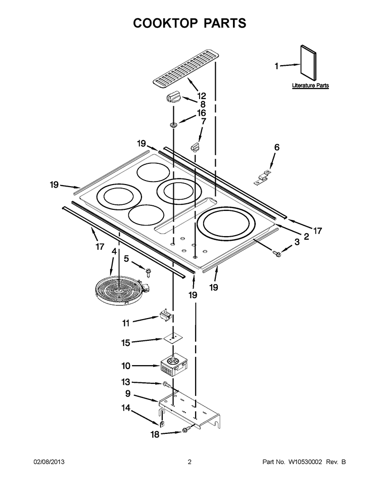 COOKTOP PARTS Diagram and Parts List for KECD867XBL02  KitchenAid Cooktop