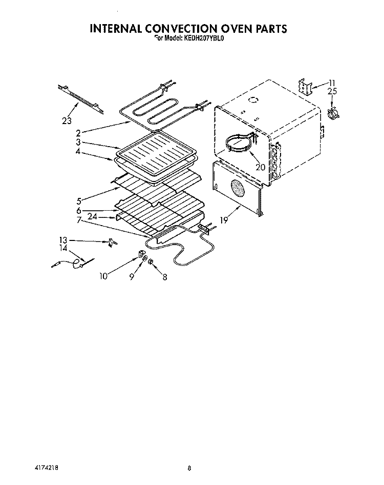INTERNAL CONVECTION OVEN Diagram and Parts List for KEDH207YBL0  KitchenAid Range