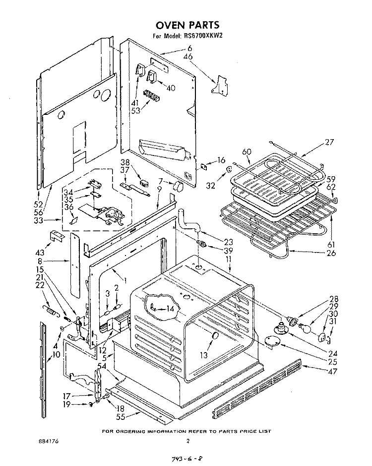 OVEN Diagram and Parts List for RS6700XKW2  Whirlpool Range