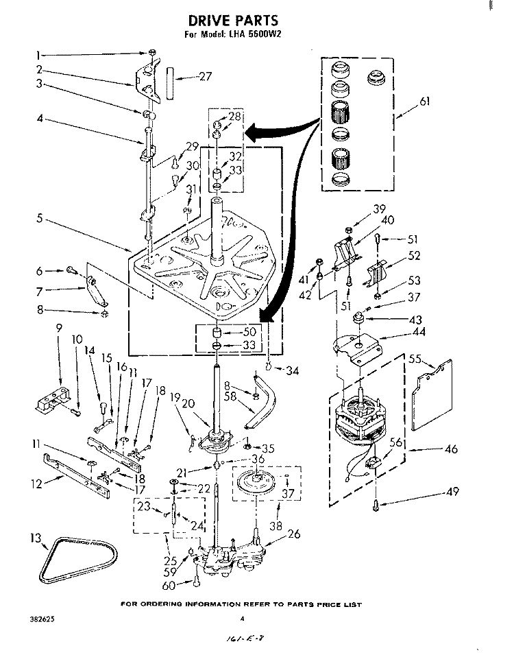 DRIVE Diagram and Parts List for LHA5600W2  Whirlpool Washer