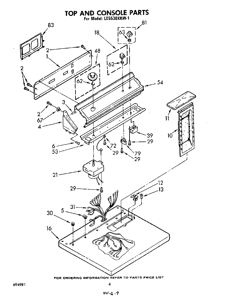 SECTION Diagram and Parts List for LE5530XKW1  Whirlpool Dryer