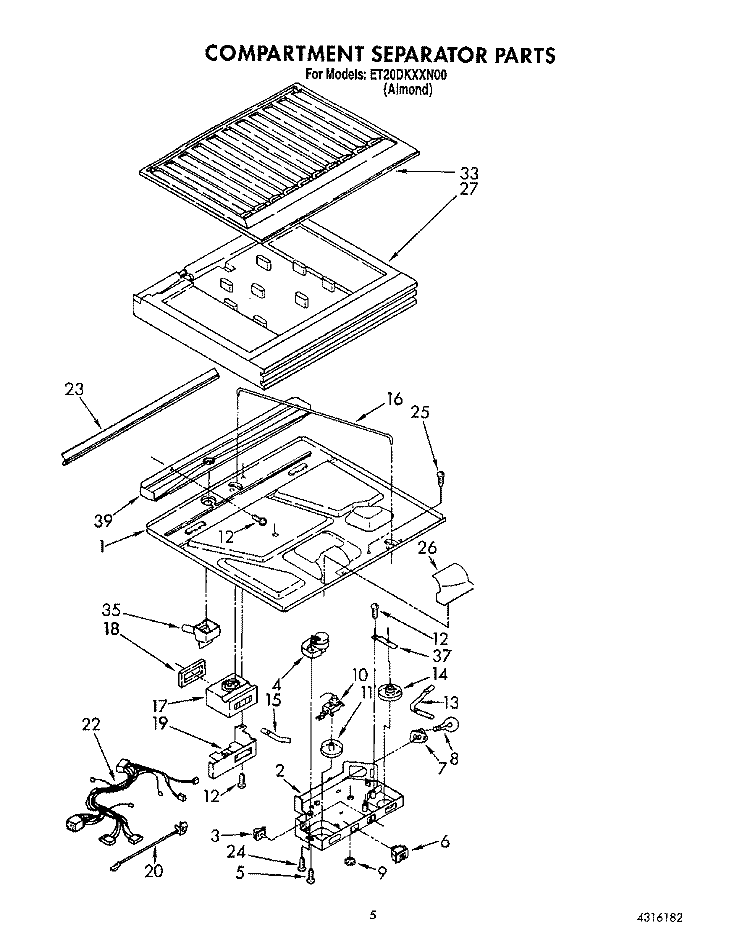 COMPARTMENT SEPARATOR Diagram and Parts List for ET20DKXXN00  Whirlpool Refrigerator