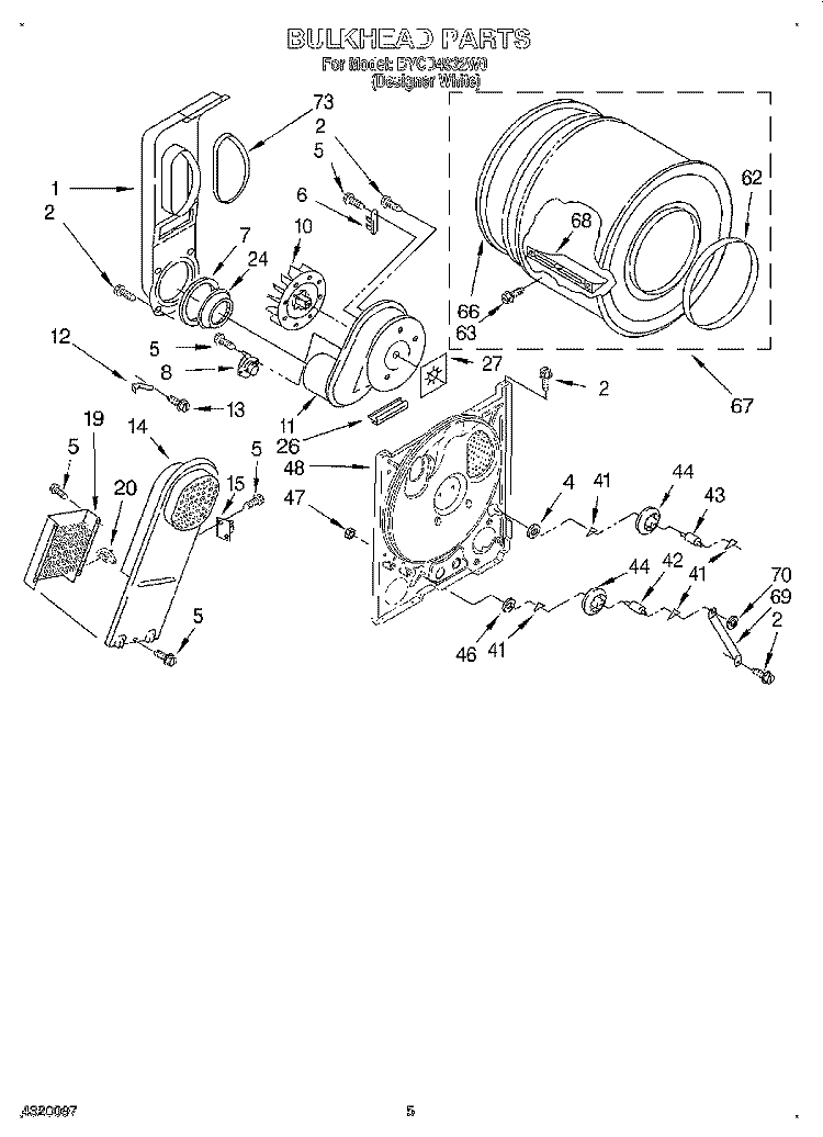SECTION Diagram and Parts List for BYCD4932W0  Whirlpool Dryer
