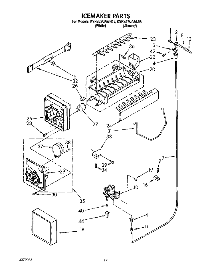 ICEMAKER Diagram and Parts List for KSRS27QAAL06  KitchenAid Refrigerator