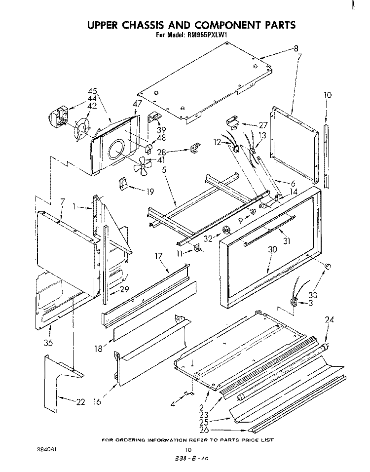 UPPER CHASSIS AND COMPONENTS Diagram and Parts List for RM955PXLW1  Whirlpool Microwave Oven Combo