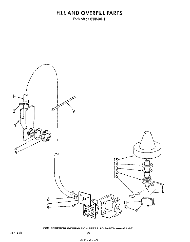 FILL AND OVERFILL Diagram and Parts List for 4KPDI620T1  KitchenAid Dishwasher