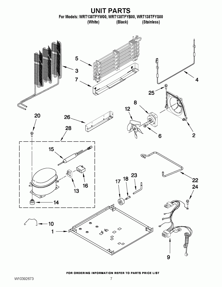 UNIT PARTS Diagram and Parts List for WRT138TFYS00  Whirlpool Refrigerator