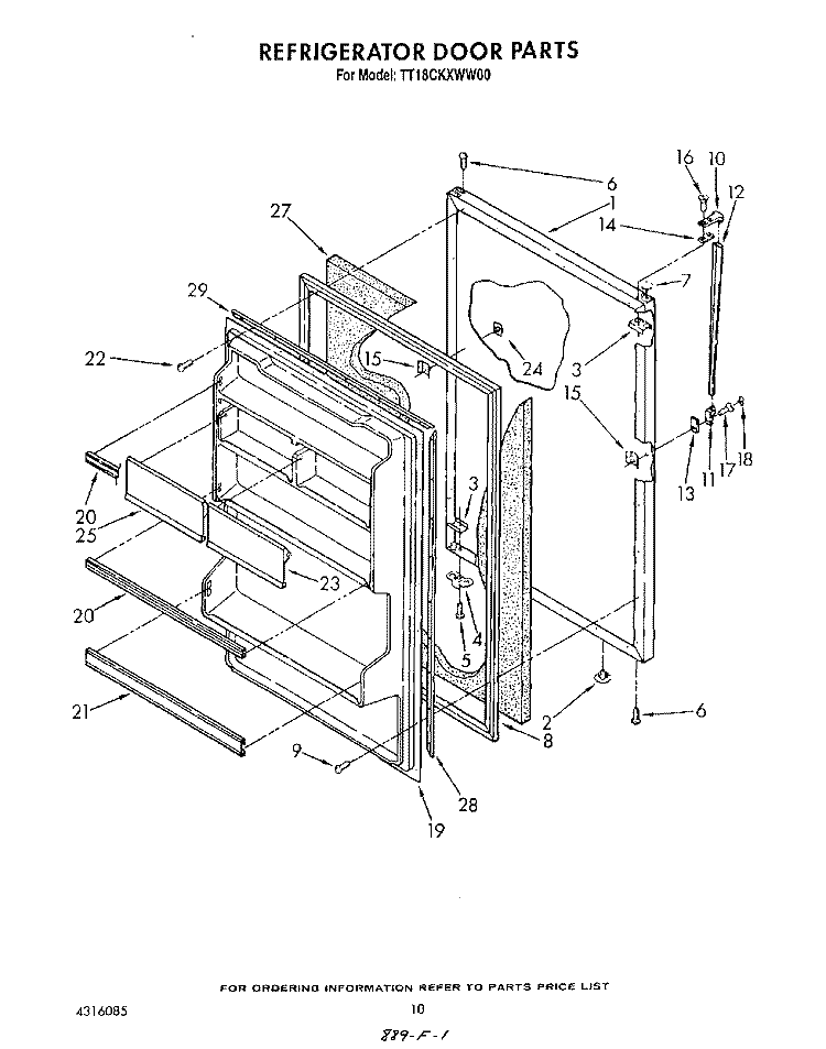 REFRIGERATOR DOOR , NOT ILLUSTRATED Diagram and Parts List for TT18CKXWN00  Whirlpool Refrigerator