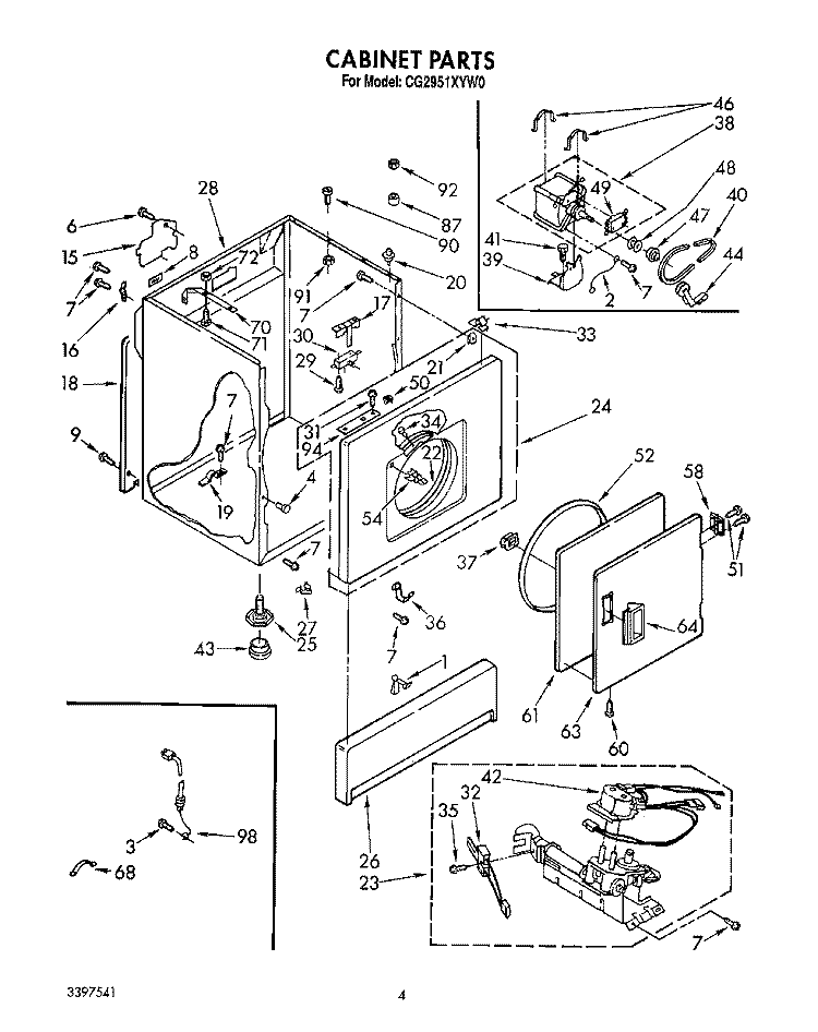 CABINET Diagram and Parts List for CG2951XYN0  Whirlpool Dryer
