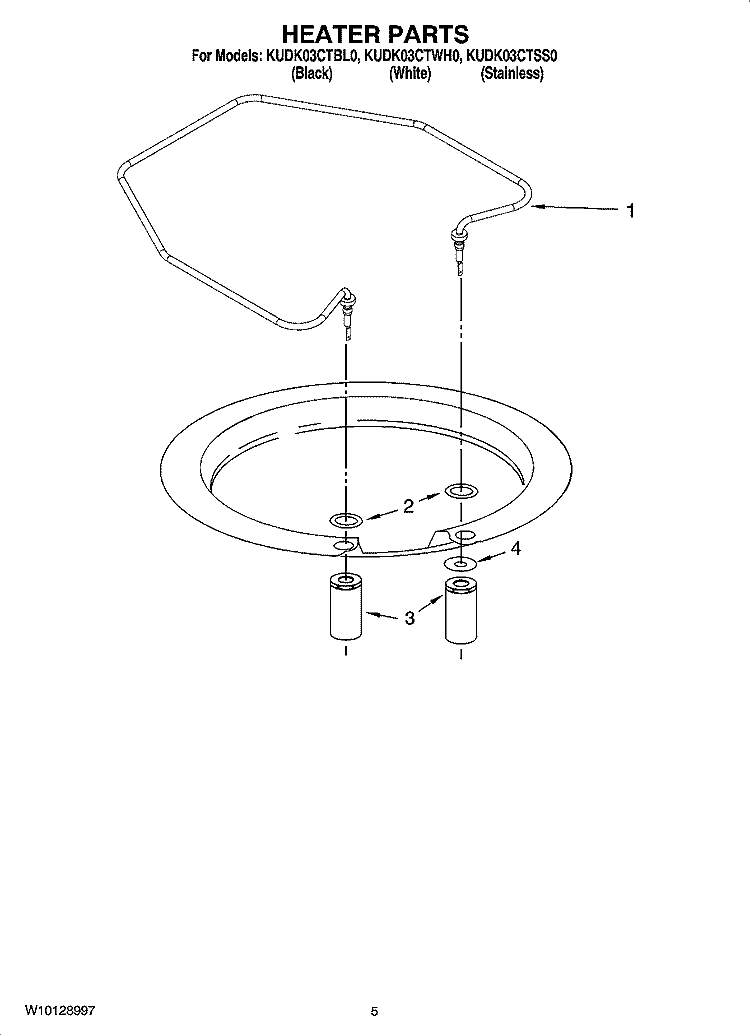 HEATER PARTS Diagram and Parts List for KUDK03CTBL0  KitchenAid Dishwasher