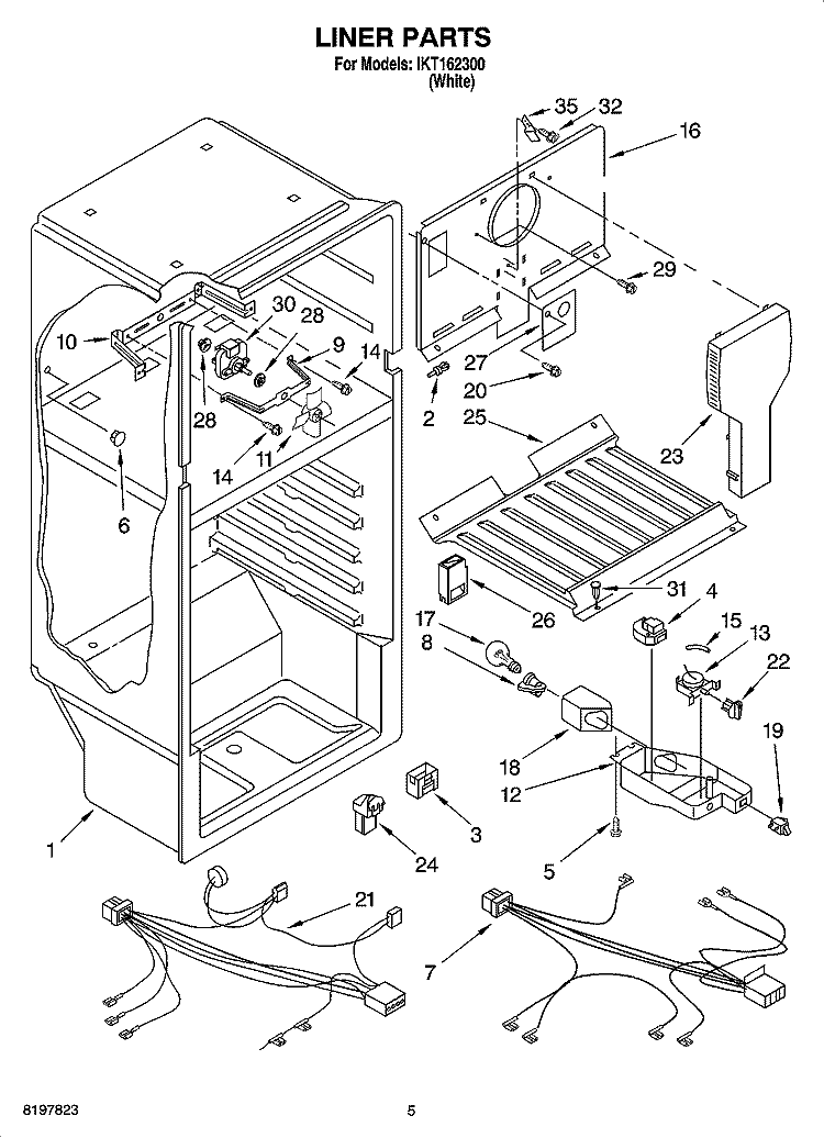 LINER PARTS Diagram and Parts List for IKT162300  Inglis Refrigerator