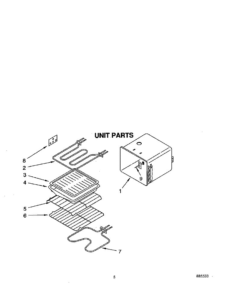 UNIT Diagram and Parts List for RB760PXYQ4  Whirlpool Wall Oven