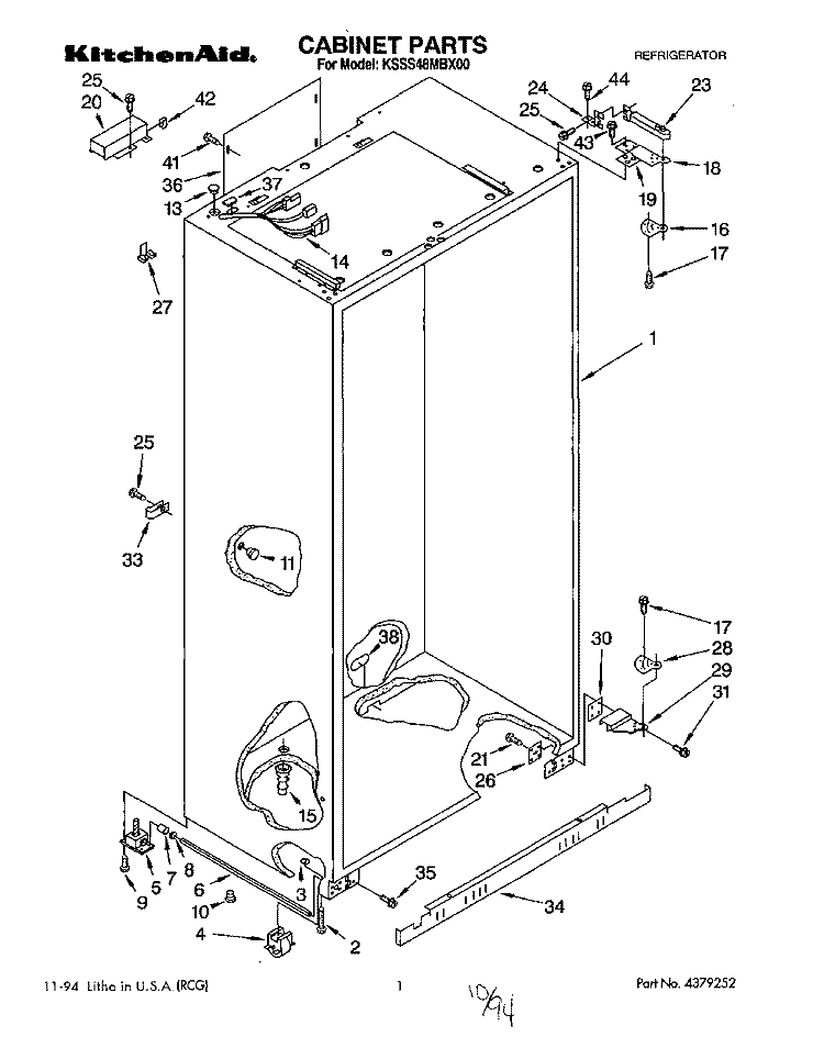 CABINET Diagram and Parts List for KSSS48MBX00  KitchenAid Refrigerator